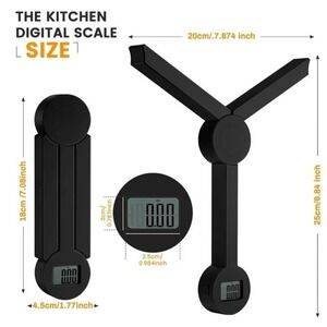 Kitchen Folding Digital Kitchen Scale Unisex OS Black New Compact Portable